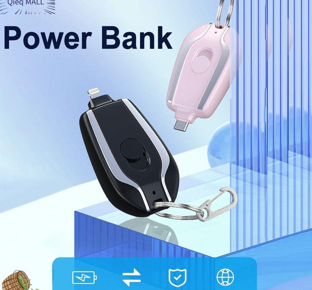 Mini Keychain Power Bank 1500 Mah Ultra Compact Emergency Power Bank Type C