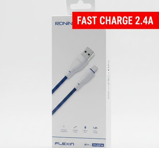 RONIN FLEXIN 1.2m Braided USB to Micro USB Fast Charging & Data Cable For Android & iPhone (2.4A)