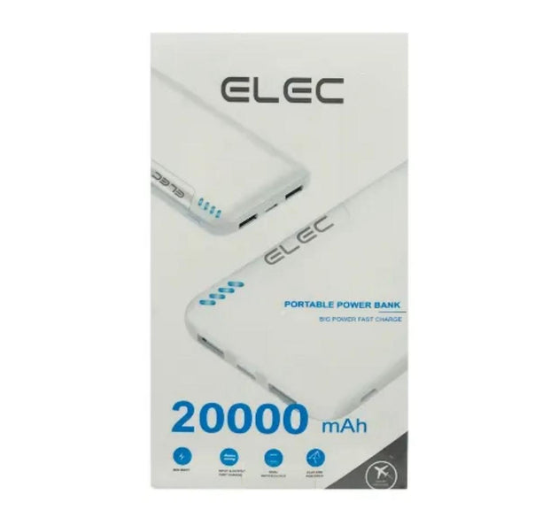 Elec 20,000 mAh Portable Power Bank Providing High Capacity Charging