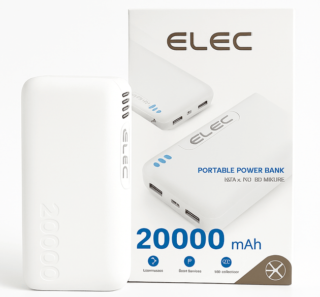 Elec 20,000 mAh Power Bank – PD Fast Charging High-Capacity Portable Charger