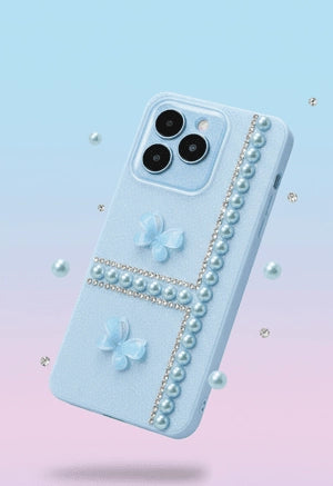 Glam Pearl Butterfly Glitter Phone Case
