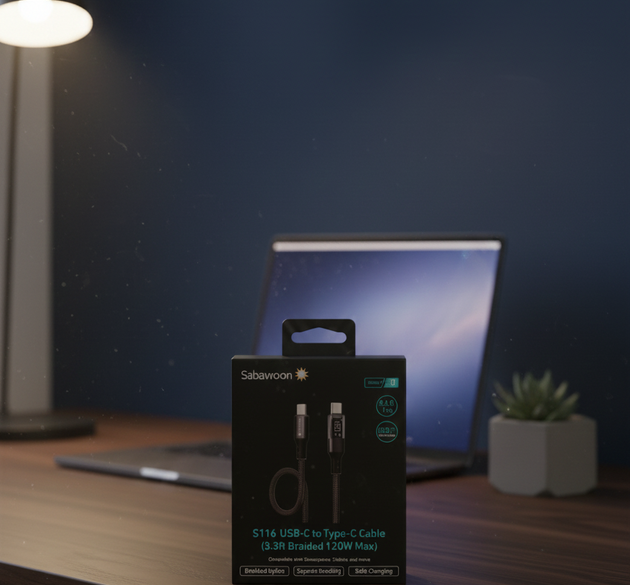 Sabawoon S116 USB-C to USB-C Braided Charging Cable