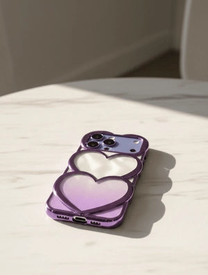 Luxury Double Heart Glitter iPhone Case