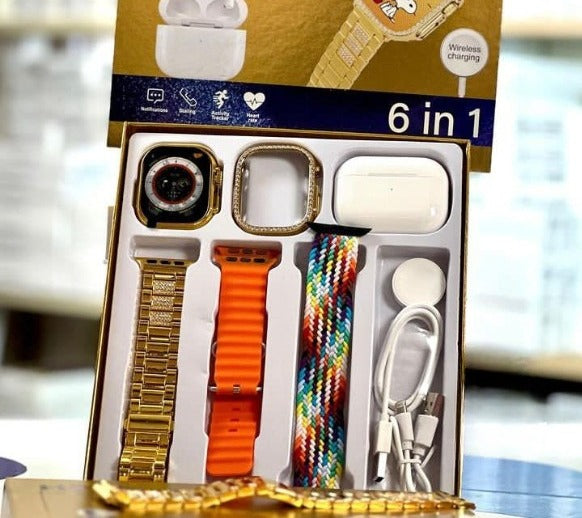 H9 Ultra 2 Smart Watch | Original Full Display | AirPods 3 BT | 6‑in‑1 Set with Cover & Straps