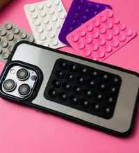 Phone case with bubble texture on a pink background